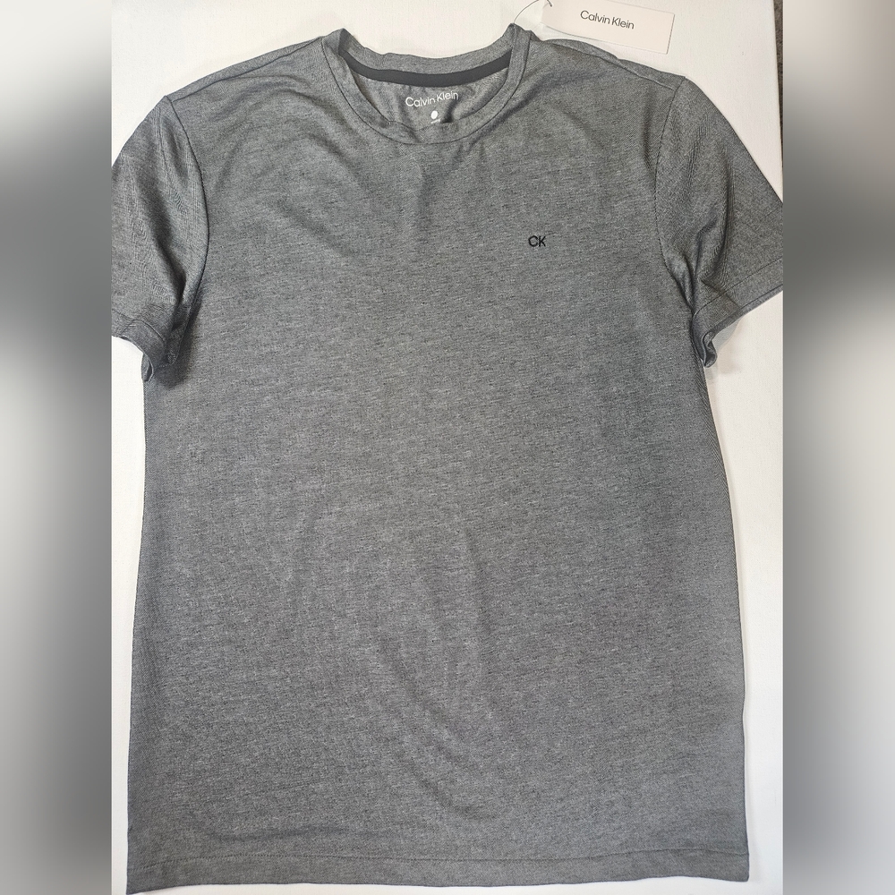 Calvin Klein Mens T-Shirt Small Grey Black CK Logo Moisture Wicking Loungewear